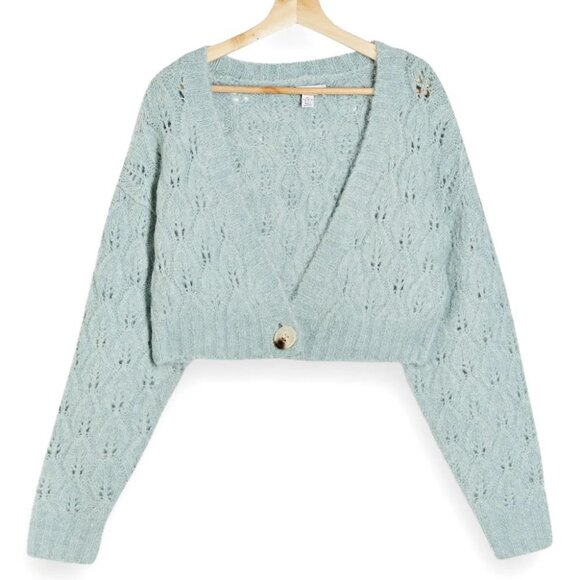 Topshop Sweaters - Topshop Pointelle Crop Cardigan